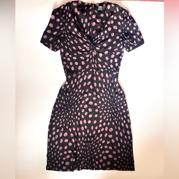 Nicole Miller Silk Polka Dot Knee Length Dress - Picture 1 of 4
